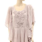 Next Solid Pleated Taupe Mini Dress M
