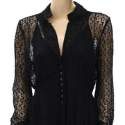 Free People We The Free Lou's Shirt Mesh Embroidered Mini Dress