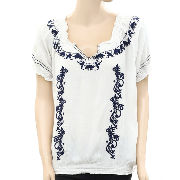 Splash Floral Embroidered Blouse Top S