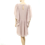Next Solid Pleated Taupe Mini Dress M