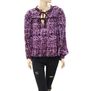 Ulla Johnson Jeanne Printed Ruffle Blouse Top M