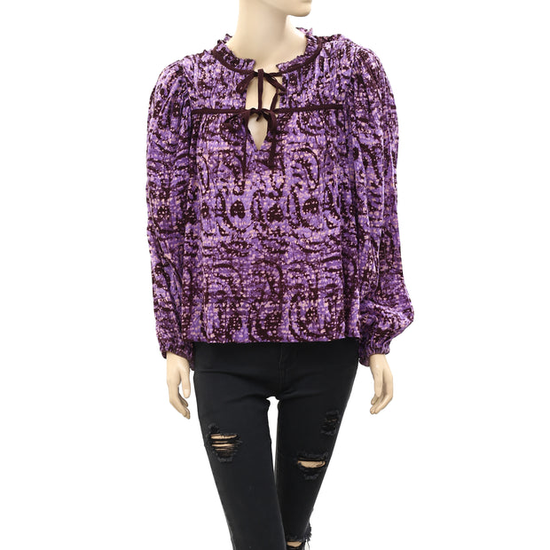 Ulla Johnson Jeanne Printed Ruffle Blouse Top M