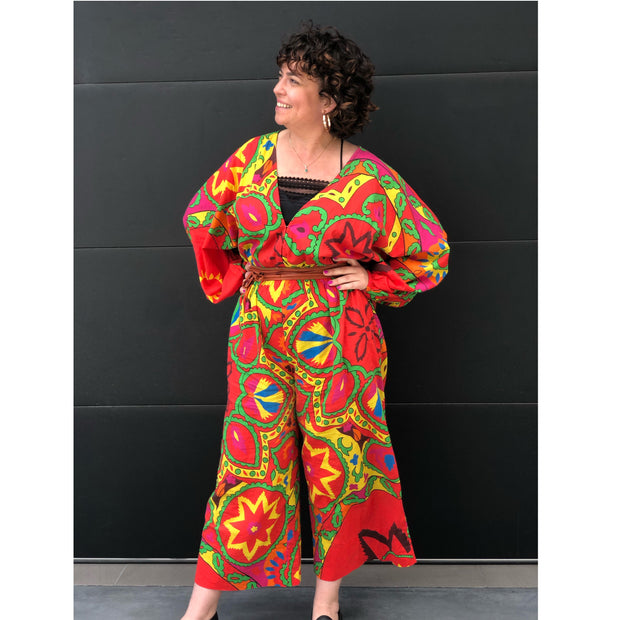 Rhode Women's Red Blake Printed Cotton-voile Jumpsuit Dress