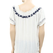 Splash Floral Embroidered Blouse Top S
