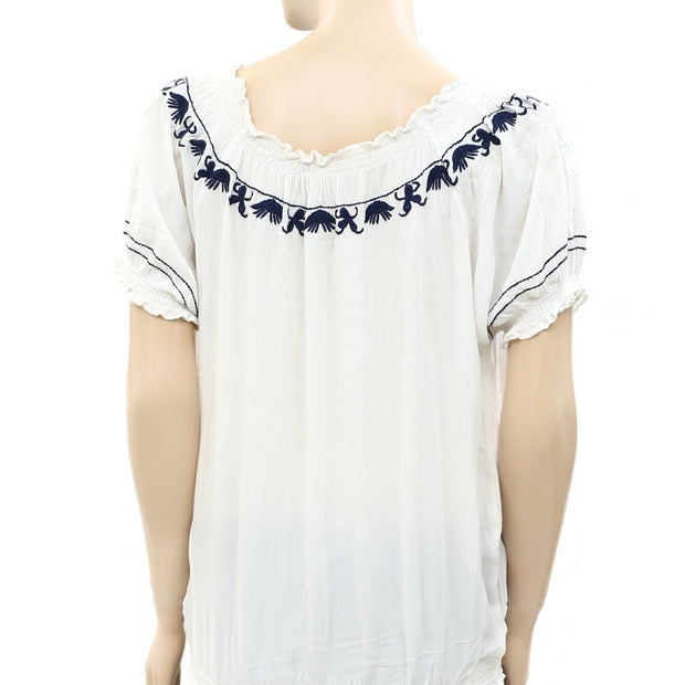 Splash Floral Embroidered Blouse Top S