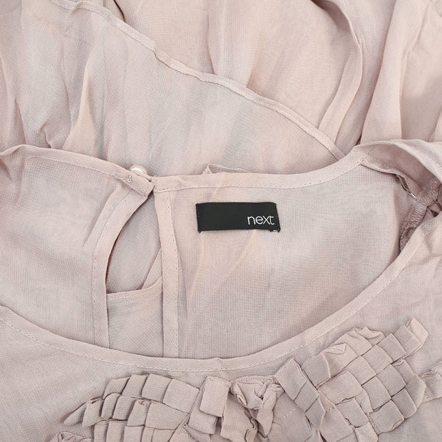 Next Solid Pleated Taupe Mini Dress M