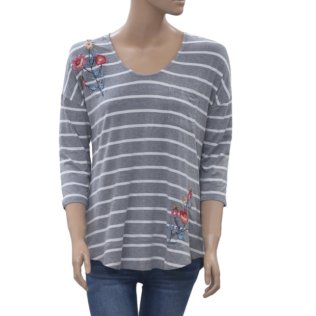 Caite Anthropologie Floral Embroidered Blouse Top S