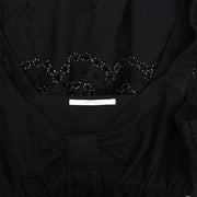 Pink Soda Eyelet Embroidered Beaded Black Dress XS