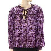 Ulla Johnson Jeanne Printed Ruffle Blouse Top M