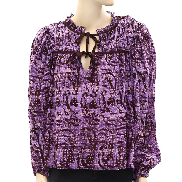 Ulla Johnson Jeanne Printed Ruffle Blouse Top M