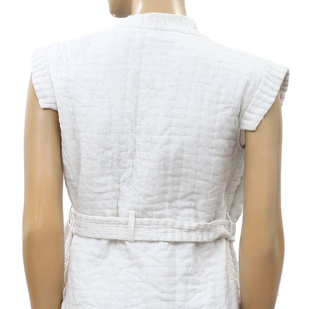 IRO White Thread Embroidered White Coverup Blouse Top S