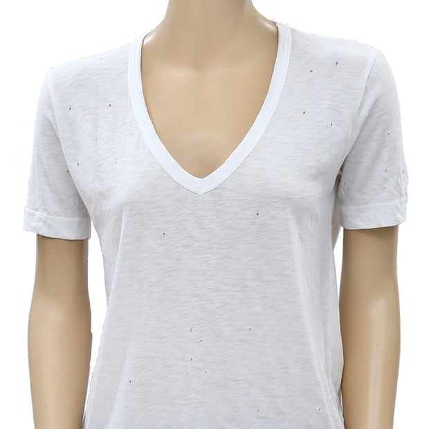 Zadig & Voltaire Wassa Holes Stamp Skull T-Shirt Top