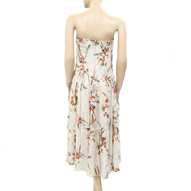 All Saints Ellie Dorado Smocked Tube Midi Convertible Skirt Dress