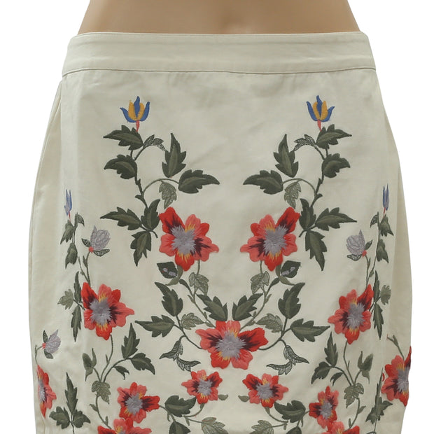 Topshop Floral Embroidered Mini Skirt S
