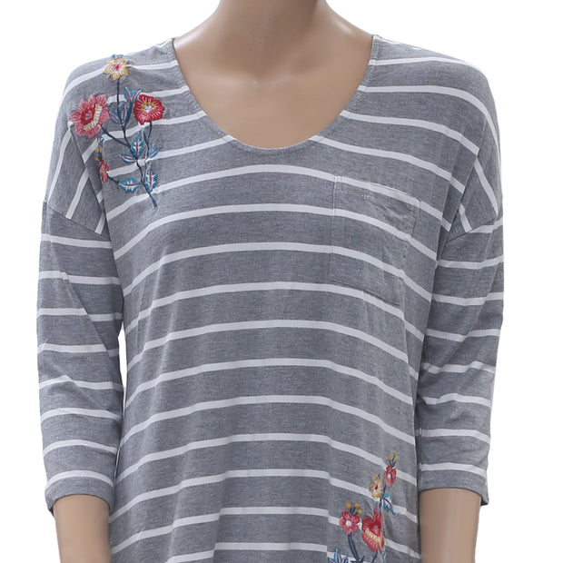 Caite Anthropologie Floral Embroidered Blouse Top S