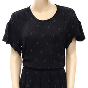 IRO Naelle Black Lace Printed Tiered Mini Dress S