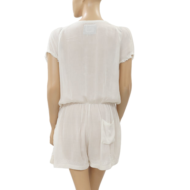 Lilka Anthropologie Long Weekend Embroidered Romper S