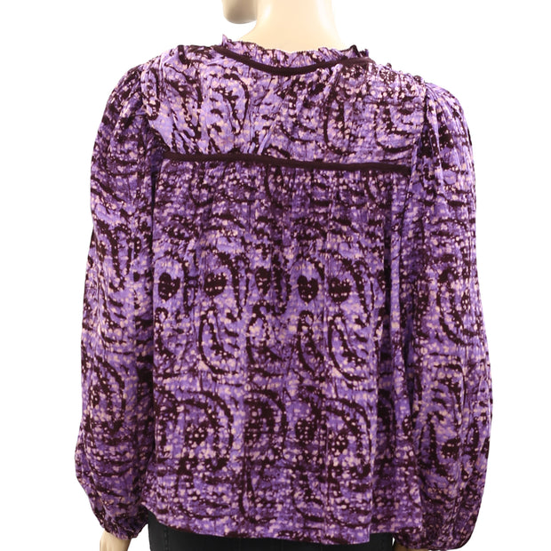 Ulla Johnson Jeanne Printed Ruffle Blouse Top M