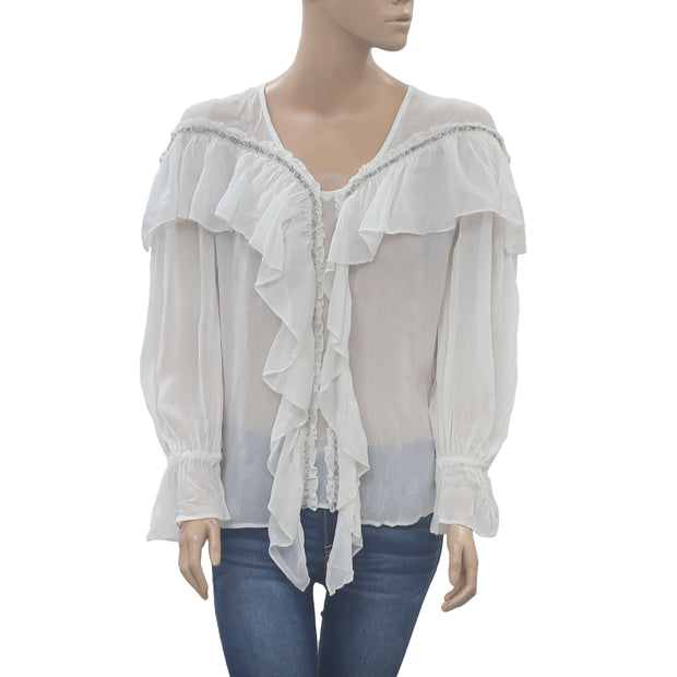 Uterque Embellished Blouse Top S
