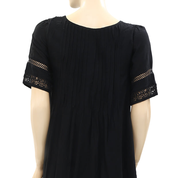 Old Navy Lace Pintuck Black Mini Dress XS