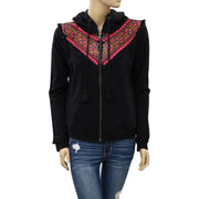 Akemi + Kin Anthropologie Embroidered Terry Hoodie Top S