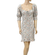 Urban Outfitters 花卉抽褶迷你连衣裙 S