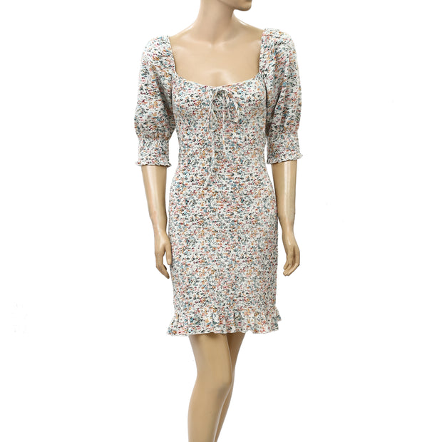 Urban Outfitters 花卉抽褶迷你连衣裙 S