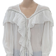 Uterque Embellished Blouse Top S