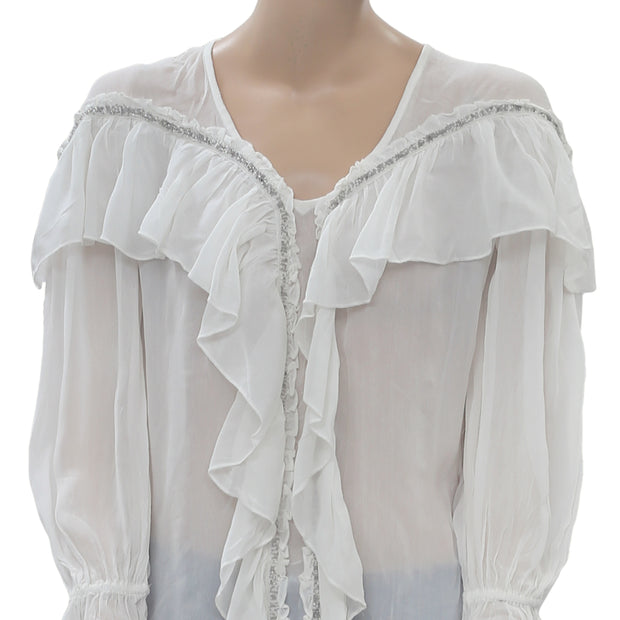 Uterque Embellished Blouse Top S