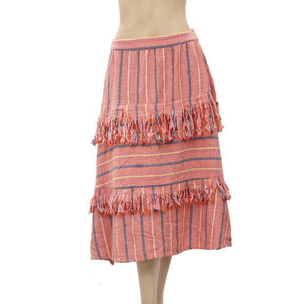 Free People Striped Midi Skirt S