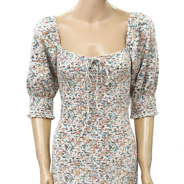 Urban Outfitters 花卉抽褶迷你连衣裙 S