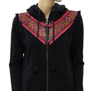 Akemi + Kin Anthropologie Embroidered Terry Hoodie Top S