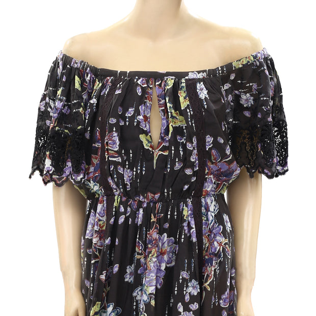 Free People Off Shoulder Floral Printed Dress S