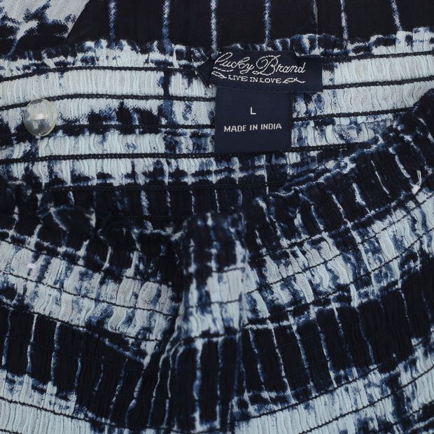 Lucky Brand Smocked Printed Tube Navy Maxi Dress XS