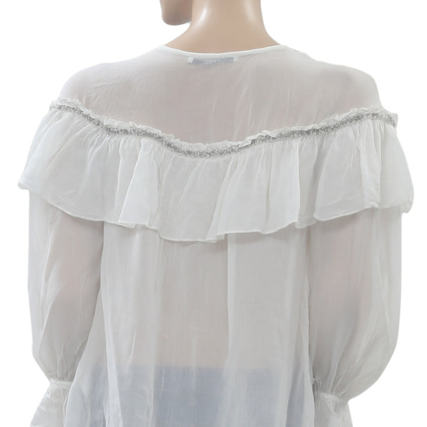 Uterque Embellished Blouse Top S