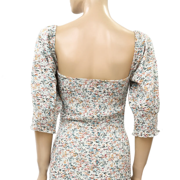Urban Outfitters 花卉抽褶迷你连衣裙 S