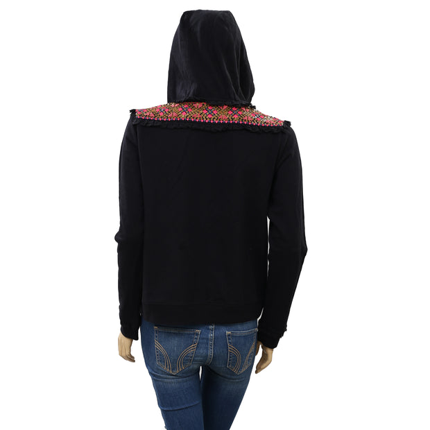 Akemi + Kin Anthropologie Embroidered Terry Hoodie Top S