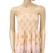PQ Swim Anthropologie Namaste Evie Smocked Cover UP Tube Midi Dress Skirt