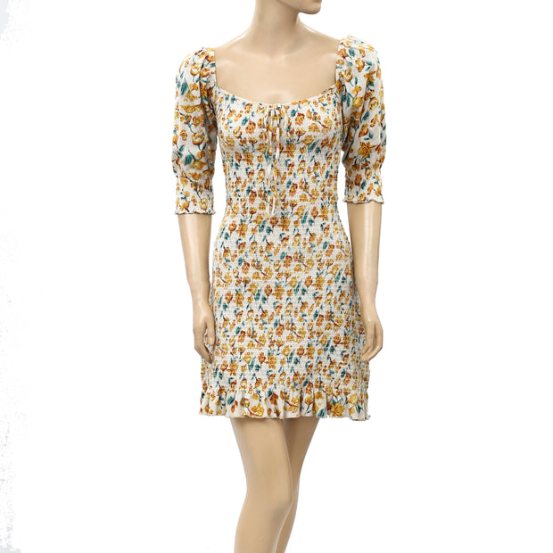 Urban Outfitters Floral Print Smocked Mini Dress S