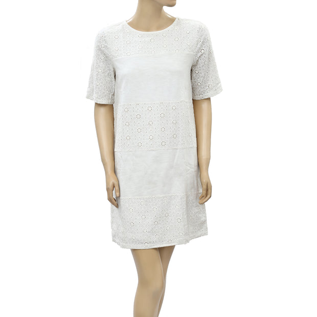 Anthropologie Eyelet Embroidered Cotton Mini Dress S