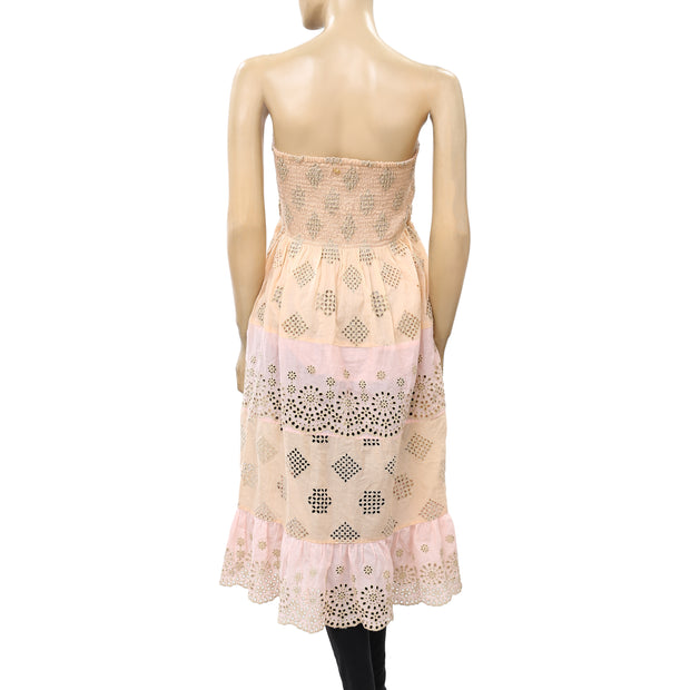 PQ Swim Anthropologie Namaste Evie Smocked Cover UP Tube Midi Dress Skirt