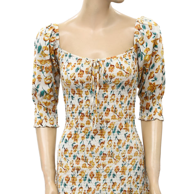 Urban Outfitters Floral Print Smocked Mini Dress S