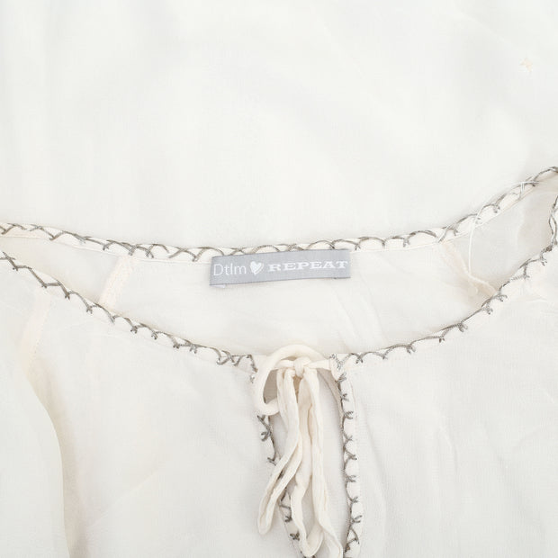 DTLM Don't Label Me Repeat Corded Embroidered Blouse Top S