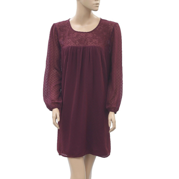 Abercrombie & Fitch Floral Embroidered Clipped Mini Dress L