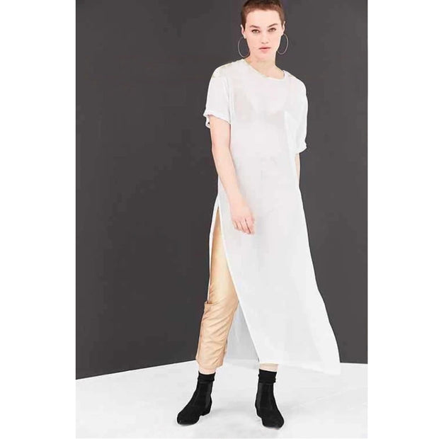 Silence+Noise Urban Outfitters Tee Cyra Silver Maxi Top M