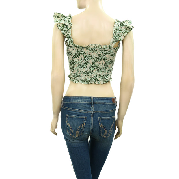 HappyXNature Kate Hudson Ruffle Smocked Crop Top S