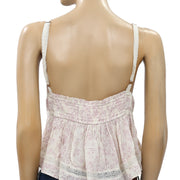 Free People Printed Lace Cami Blouse Top XL NWT