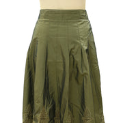 Malvin Lace Floral Embroidered Pleated Midi Skirt M