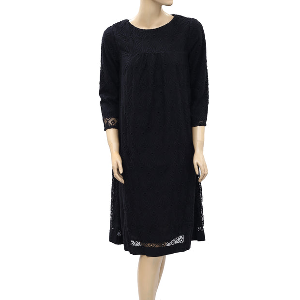 Melrose Claire Noir Embroidered Mini Dress S