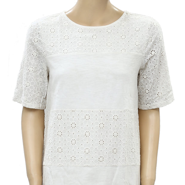Anthropologie Eyelet Embroidered Cotton Mini Dress S